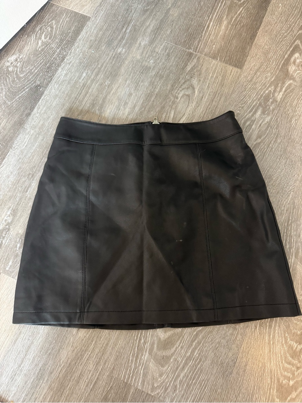 Black Faux Leather Mini Skirt - Classic A-Line